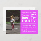 21歳の誕生日招待状フォトカードピンク ポストカード (正面/裏面)