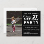 21歳の誕生日招待状フォトカードブラック ポストカード (正面/裏面)