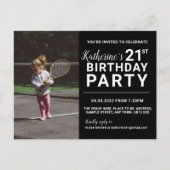 21歳の誕生日招待状フォトカードブラック ポストカード (正面)