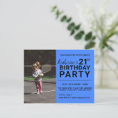 21歳の誕生日招待状フォトカードブルー ポストカード (スタンド正面)