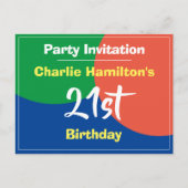 21歳の誕生日招待状ポストカード ポストカード (正面)