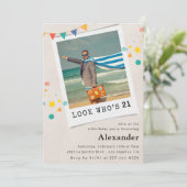 21歳の誕生日招待状メンズおもしろい写真 招待状 (スタンド正面)