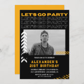 21歳の誕生日招待状メンズフォトスプレー絵を描 招待状 (正面/裏面)