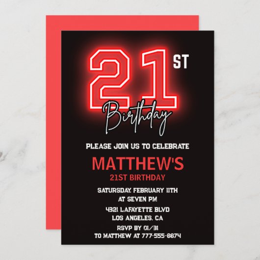 21歳の誕生日招待状メンズ誕生日 招待状 (正面/裏面)