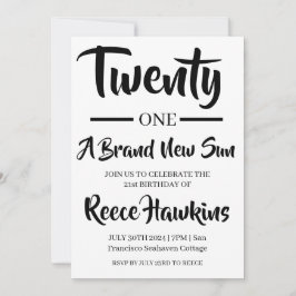 21歳の誕生日招待状モダン白黒 招待状
