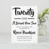 21歳の誕生日招待状モダン白黒 招待状 (スタンド正面)