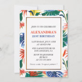 21歳の誕生日招待状熱帯パーティー エレガント 招待状 (正面)
