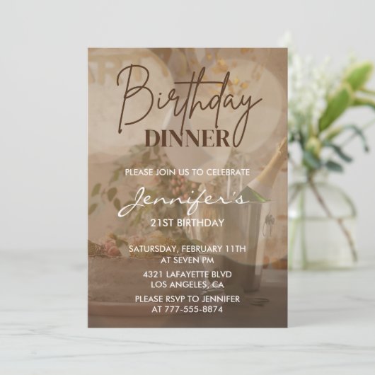 21歳の誕生日招待状誕生日ディナー 招待状 (スタンド正面)