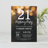 21歳の誕生日招待状金ゴールドグリッター 招待状 (スタンド正面)
