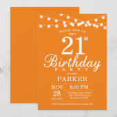 21歳の誕生日招待状 オレンジ 招待状 (正面/裏面)