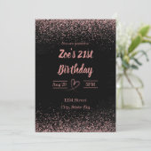 21歳の誕生日招待状 - キラキラのコンフェティ | ピンク 招待状 (スタンド正面)