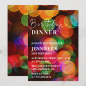 21歳の誕生日招待状 コンフェッティ レインボー ディナー 招待状 (正面/裏面)