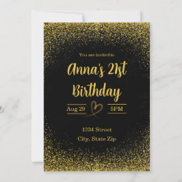 21歳の誕生日招待状 - ゴールドのTwenty One 招待状