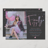 21歳の誕生日招待状(写真付き) 招待状 (正面/裏面)