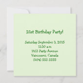 21歳の誕生日招待状 招待状 (裏面)