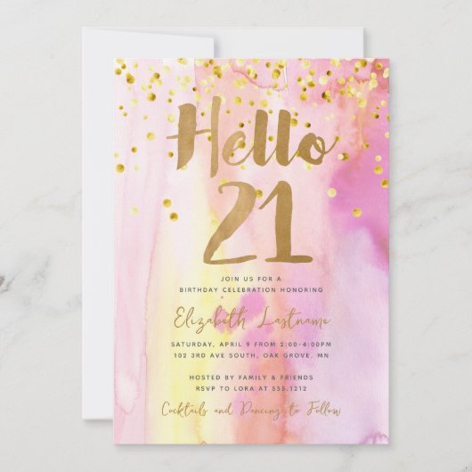 21歳の誕生日招待状 招待状 (正面)
