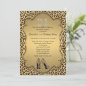 21歳の誕生日招待状、数字ダイヤモンド、チーター 招待状 (スタンド正面)