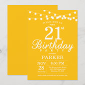 21歳の誕生日招待状 黄色 招待状 (正面/裏面)