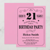 21歳の誕生日招待状（黒とピンク） 招待状 (正面/裏面)
