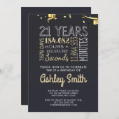 21歳の誕生日招待状- 21歳の時 招待状 (正面/裏面)
