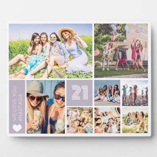 21歳の誕生日数々の写真コラージュ フォトプラーク (正面)