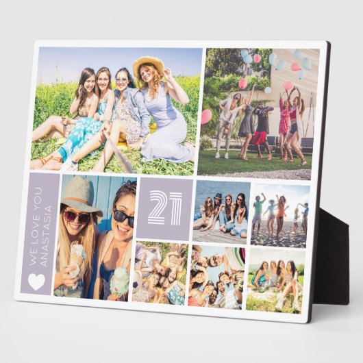 21歳の誕生日数々の写真コラージュ フォトプラーク (側面)