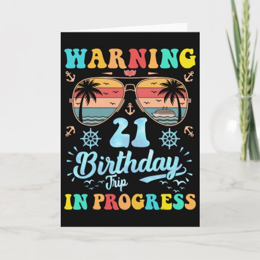 21歳の誕生日旅行中!面白いクルーズ警告 カード (正面)