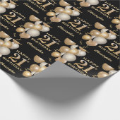 21歳の誕生日用バルーン(黒と金ゴールドグリッター) ラッピングペーパー (角)