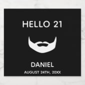 21歳の誕生日白黒ひげおもしろい男の人 ビールラベル (シングルラベル)