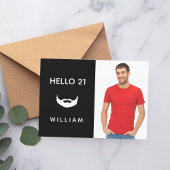 21歳の誕生日白黒ひげおもしろい男の人 招待状