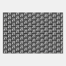 21歳の誕生日白黒タイポグラフィ番号 ラッピングペーパーシート