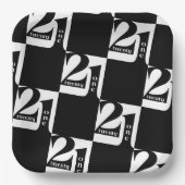 21歳の誕生日白黒パターン誕生日パーティー ペーパープレート (正面)