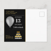 21歳の誕生日紙吹雪(ブラックと金ゴールド) インビテーションポストカード (裏面)