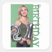 21歳の誕生日記念の写真パーティーグッズ スクエアシール (正面)