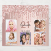 21歳の誕生日赤面バラ金ゴールドグリッタードリップフォト スパークリングワインラベル (シングルラベル)