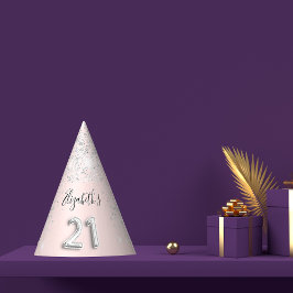 21歳の誕生日赤面ピンクのグリッターダスト名 パーティーハット
