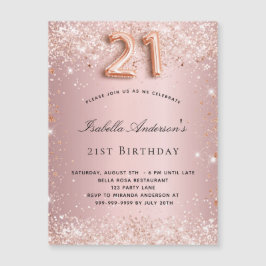 21歳の誕生日赤面ピンクのローズマグネット招待