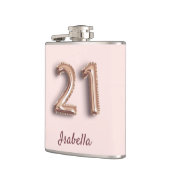 21歳の誕生日赤面ピンクのローズ金ゴールドグラムの友人 フラスク (左)