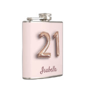 21歳の誕生日赤面ピンクのローズ金ゴールドグラムの友人 フラスク (右)