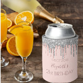 21歳の誕生日赤面ピンクローズ金ゴールドグリッター銀 缶クーラー