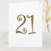 21歳の誕生日金ゴールドエレガント白 カード (黄色い花)