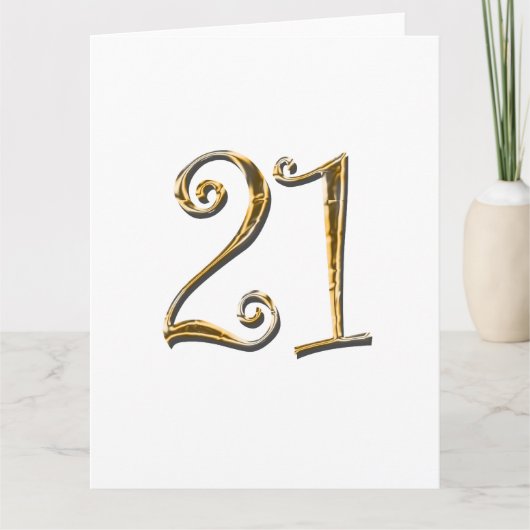 21歳の誕生日金ゴールドエレガント白 カード (正面)