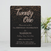 21歳の誕生日金ゴールドグリッター 招待状 (スタンド正面)
