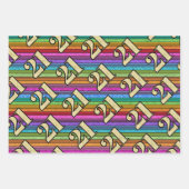 21歳の誕生日金ゴールドナンバーズグリッターレインボーストライプ ラッピングペーパーシート (正面3)