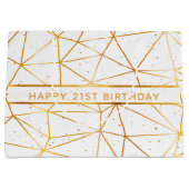 21歳の誕生日金ゴールド幾何学白 ラージペーパーバッグ (正面)