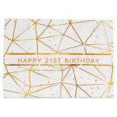 21歳の誕生日金ゴールド幾何学白 ラージペーパーバッグ (裏面)