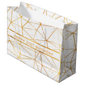 21歳の誕生日金ゴールド幾何学白 ラージペーパーバッグ (正面アングル)