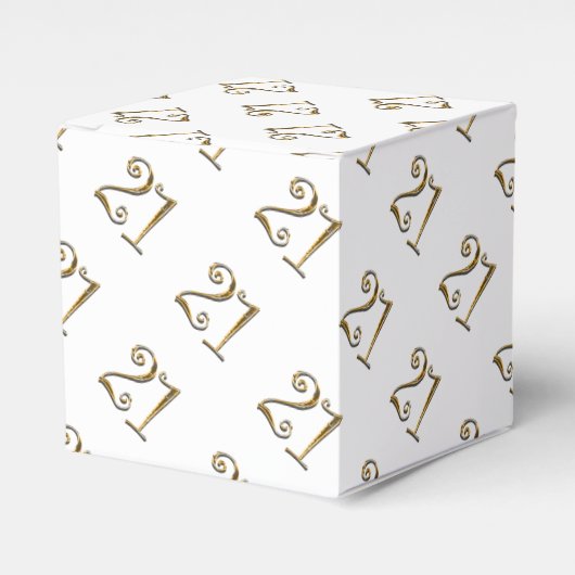 21歳の誕生日金ゴールド白エレガント フェイバーボックス (正面サイド)