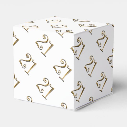 21歳の誕生日金ゴールド白エレガント フェイバーボックス (裏面サイド)