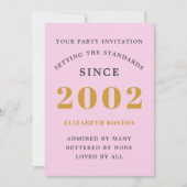 21歳の誕生日2002ピンクグレー年を追加 招待状 (正面)